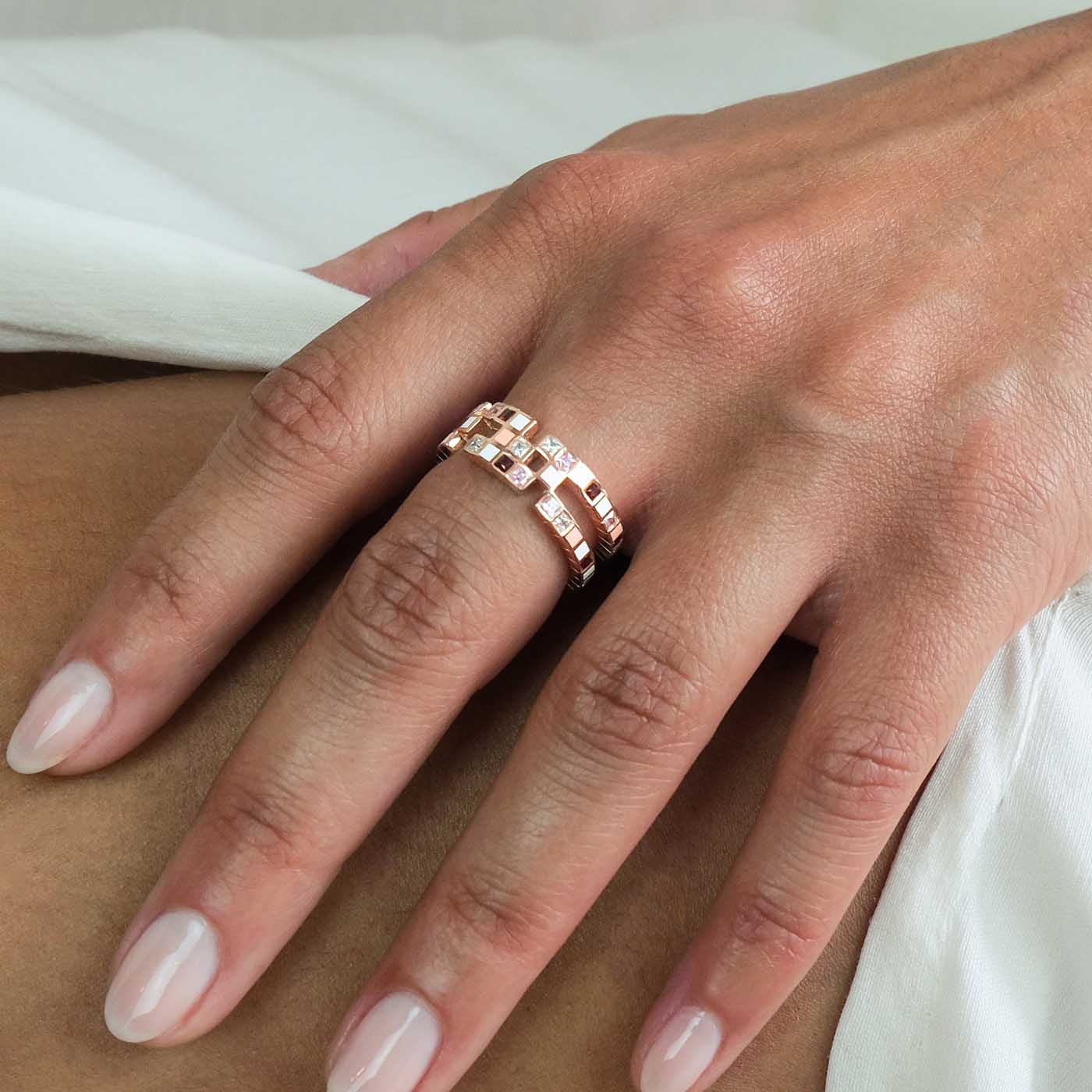 Chichi Ring in 18ct Rose Gold Vermeil and Stones